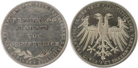 Altdeutsche Münzen und Medaillen, FRANKFURT - STADT. Erzherzog Johann von Österreich. Gedenkdoppelgulden 1848. Silber. Jaeger 46, Thun 135, AKS 39. Vo...