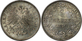 Altdeutsche Münzen und Medaillen, FRANKFURT - STADT. 6 Kreuzer 1850. Billon. KM 335, AKS 19. Stempelglanz