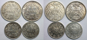 Deutsche Münzen und Medaillen ab 1871, REICHSKLEINMÜNZEN, Lots und Sammlungen. 1/2 Mark 1906 A, J.16 (Vz). 1/2 Mark 1909 A, J.16 (Ss-vz). 1 Mark 1903 ...
