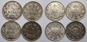 Deutsche Münzen und Medaillen ab 1871, REICHSKLEINMÜNZEN, Lots und Sammlungen. 1/2 Mark 1906 G (Ss-Vz). 1/2 Mark 1914 A (Ss). 1/2 Mark 1915 A (Vz). 1/...