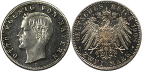 Deutsche Münzen und Medaillen ab 1871, REICHSSILBERMÜNZEN, Bayern. Otto (1886-1913). 2 Mark 1908 D. Jaeger 45. Polierte Platte. Kleine Kratzer