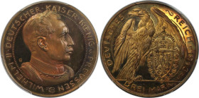 Deutsche Münzen und Medaillen ab 1871, REICHSSILBERMÜNZEN, Preußen. Wilhelm II. (1888-1918). Kupfer Proof 3 Mark 1913 G, Karlsruhe. Sch-113 G1. PCGS P...