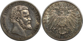 Deutsche Münzen und Medaillen ab 1871, REICHSSILBERMÜNZEN, Reuß. Ältere Linie, Heinrich XXII. (1859-1902). 2 Mark 1892 A, Berlin. Silber. Jaeger 117. ...