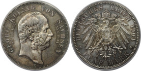Deutsche Münzen und Medaillen ab 1871, REICHSSILBERMÜNZEN, Sachsen, Georg (1902-1904). 5 Mark 1904 E, auf seinen Tod. Silber. KM 1262. PCGS MS-65
