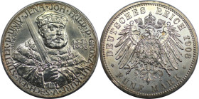 Deutsche Münzen und Medaillen ab 1871, REICHSSILBERMÜNZEN, Sachsen-Weimar-Eisenach, Wilhelm Ernst (1901-1918). 5 Mark 1908, Berlin. Zur 350Jahrfeier d...