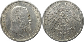 Deutsche Münzen und Medaillen ab 1871, REICHSSILBERMÜNZEN, Württemberg, Wilhelm II. (1891-1918). 5 Mark 1903 F. Silber. Jaeger 176. Sehr schön+