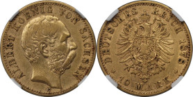 Deutsche Münzen und Medaillen ab 1871, REICHSGOLDMÜNZEN, Sachsen, Albert (1873-1902). 10 Mark 1878 E, Gold. KM 1235. NGC XF-45