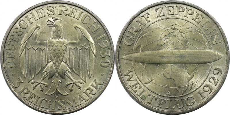 Deutsche Münzen und Medaillen ab 1871, WEIMARER REPUBLIK. 3 Reichsmark 1930 A, L...
