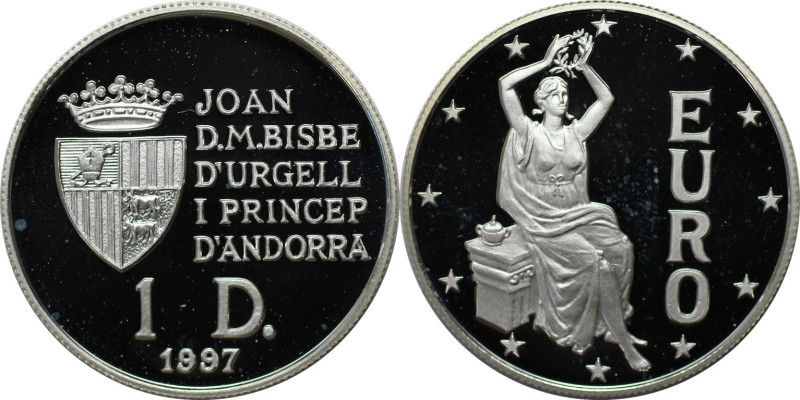 Europäische Münzen und Medaillen, Andorra. Europa mit Lorbeerkranz. 1 Diner 1997...