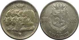 Europäische Münzen und Medaillen, Belgien / Belgium. Leopold III. (1934-1950). 100 Francs 1950. 18,0 g. 0.835 Silber. 0.48 OZ. KM 138.1. Fast Vorzügli...