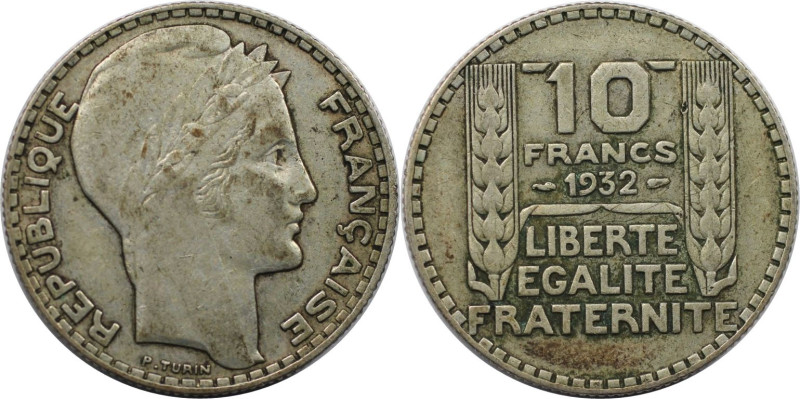 Europäische Münzen und Medaillen, Frankreich / France. 10 Francs 1932. Silber. K...