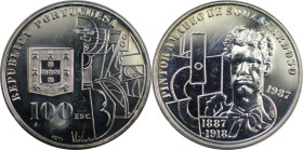 Europäische Münzen und Medaillen, Portugal. Entdeckung von Nuno Tristao. 100 Escudos 1987. 21,0 g. 0.925 Silber. 0.62 OZ. KM 644a. Polierte Platte