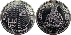 Europäische Münzen und Medaillen, Portugal. 500. Jahrestag der Herrschaft von Johann II. 200 Escudos 1995. 26,50 g. 0.925 Silber. 0.79 OZ. KM 673a. Po...