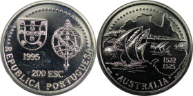 Europäische Münzen und Medaillen, Portugal. 500. Jahrestag der Herrschaft von Johann II. 200 Escudos 1995. 26,50 g. 0.925 Silber. 0.79 OZ. KM 684a. Po...