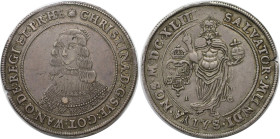 Europäische Münzen und Medaillen, Schweden / Sweden. Christina (1632-1654). Riksdaler 1643, Stockholm. Silber. 28,44 g. Dav. 4525. Schrötlingsfehler, ...