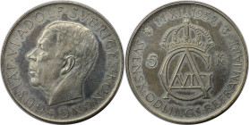 Europäische Münzen und Medaillen, Schweden / Sweden. Gustav VI Adolf (1950-1973). 70. Geburtstag von Gustaf VI Adolf. 5 Kronor 1952, Silber. KM 828. S...