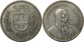 Europäische Münzen und Medaillen, Schweiz / Switzerland. 5 Franken 1935. Silber. KM 40. Sehr schön+