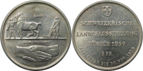 Europäische Münzen und Medaillen, Schweiz / Switzerland. Landesausstellung. 5 Franken 1939. 15,0 g. 0.835 Silber. 0.40 OZ. KM 43. Stempelglanz