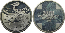 Europäische Münzen und Medaillen, Schweiz / Switzerland. Schlangenkönigin. 20 Franken 1995 B. 20,0 g. 0.835 Silber. 0.54 OZ. KM 75. Stempelglanz