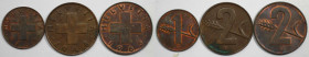Europäische Münzen und Medaillen, Schweiz / Switzerland, Lots und Sammlungen. 1 Rappen 1963, KM 46 (Vz+), 2 Rappen 1948, KM 47 (Vz. Min.Korrodiert), 2...