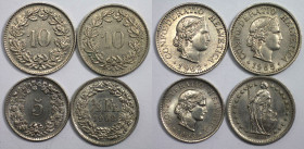 Europäische Münzen und Medaillen, Schweiz / Switzerland, Lots und Sammlungen. 5 Rappen 1963, KM 26 (St), 10 Rappen 1962, KM 27 (Vz), 10 Rappen 1965, K...