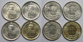 Europäische Münzen und Medaillen, Schweiz / Switzerland, Lots und Sammlungen. Helvetia. 4 x 1/2 Franken 1964-1967. Lot von 4 Münzen. Silber. KM 23. St...