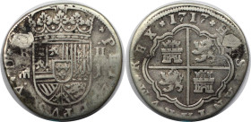 Europäische Münzen und Medaillen, Spanien / Spain. 2 Reales 1717. Silber. Sehr schön