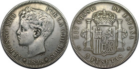 Europäische Münzen und Medaillen, Spanien / Spain. Alfonso XIII. 5 Pesetas 1898 SG - V. Silber. KM 707. Sehr schön-vorzüglich
