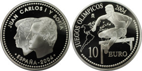 Europäische Münzen und Medaillen, Spanien / Spain. Olympische Spiele Athen 2004 - Hürdenläufer. 10 Euro 2004. 27,0 g. 0.925 Silber. 0.80 OZ. KM 1101. ...