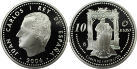 Europäische Münzen und Medaillen, Spanien / Spain. Karl V. / Europaprogramm. 10 Euro 2006. 27,0 g. 0.925 Silber. 0.80 OZ. KM 1122. Polierte Platte, Pl...