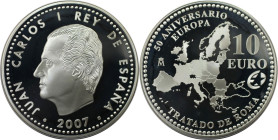Europäische Münzen und Medaillen, Spanien / Spain. Römische Verträge. 10 Euro 2007. 27,0 g. 0.925 Silber. 0.80 OZ. KM 1135. Polierte Platte, Plastik B...