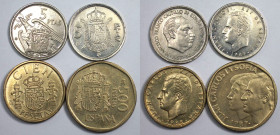 Europäische Münzen und Medaillen, Spanien / Spain, Lots und Sammlungen. 5 Pesetas 1957, KM 786 (Vz). 5 Pesetas 1984, KM 823 (Ss-Vz). 100 Pesetas 1988,...