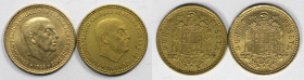 Europäische Münzen und Medaillen, Spanien / Spain, Lots und Sammlungen. 2 x 1 Peseta 1966. KM 796. Lot von 2 Münzen. Aluminium-Bronze. Bild ansehen Lo...