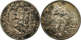 Europäische Münzen und Medaillen, Tschechoslowakei / Czechoslovakia. 10 Jahre Slowakischer Aufstand. 25 Kronen 1954. 16,0 g. 0.500 Silber. 0.26 OZ. KM...