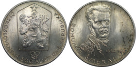 Europäische Münzen und Medaillen, Tschechoslowakei / Czechoslovakia. 100. Geburtstag von Bohumir Smeral. 100 Kronen 1980. 9,0 g. 0.500 Silber. 0.14 OZ...
