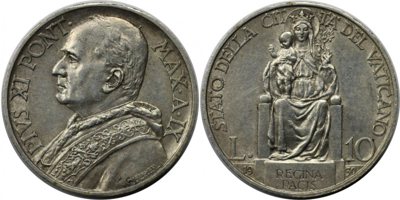 Europäische Münzen und Medaillen, Vatikan. Pius XI. (1922-1939). 10 Lire 1930 / ...