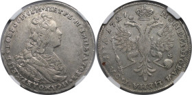 Russische Münzen und Medaillen, Peter II. (1727-1729). Poltina 1727, Roter Münzhof. Silber. 13.69 g. Bitkin 34 (R), Petrov (5 Rub). NGC XF 45. Selten...