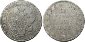 Russische Münzen und Medaillen, Nikolaus I. (1826-1855). 1 1/2 Rubel / 10 Zlotych 1836 MW. Silber. Bitkin 1132. Schön-sehr schön