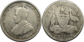 Weltmünzen und Medaillen, Australien / Australia. George V. 1 Shilling 1913. Silber. KM 26. Schön-sehr schön