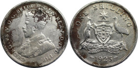 Weltmünzen und Medaillen, Australien / Australia. George V. 1 Shilling 1925. Silber. KM 26. Sehr schön. Flecken