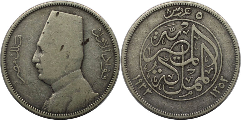 Weltmünzen und Medaillen, Ägypten / Egypt. Fuad I. 5 Piastres 1933. Silber. Sehr...