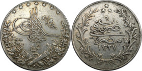 Weltmünzen und Medaillen, Ägypten / Egypt. Muhammad V. 10 Qirsh 1913 (AH 1327). KM 309. Sehr schön. Patina