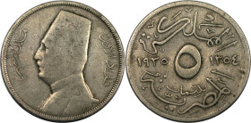 Weltmünzen und Medaillen, Ägypten / Egypt. Fuad I. (1922-1936). 5 Milliemes 1935 (AH 1354) H, Heaton, Birmingham. Kupfer-Nickel. KM 346. Schön-sehr sc...
