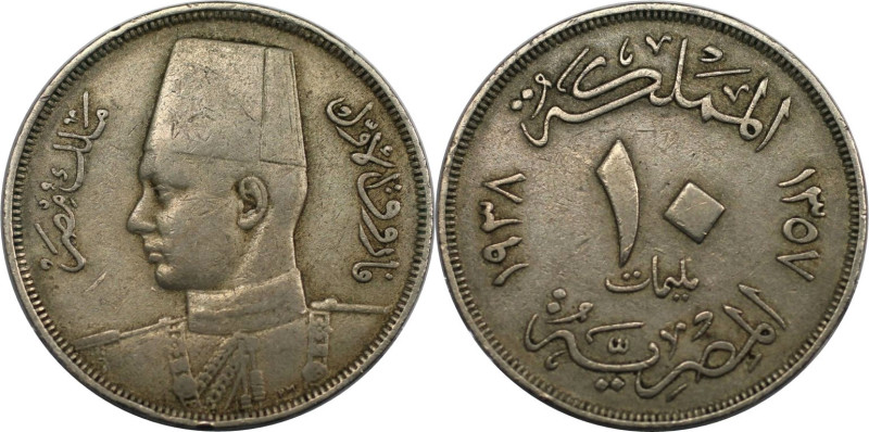 Weltmünzen und Medaillen, Ägypten / Egypt. Farouk I. (1936-1952). 10 Milliemes 1...