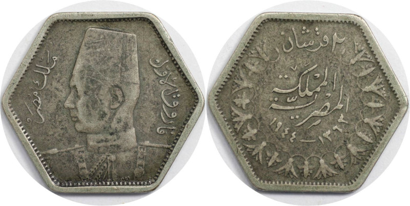 Weltmünzen und Medaillen, Ägypten / Egypt. Farouk I. (1936-1952). 2 Piastres / 2...