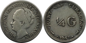 Weltmünzen und Medaillen, Curaçao. Wilhelmina (1890-1948). 1/4 Gulden 1947. Silber. KM 44. Sehr schön