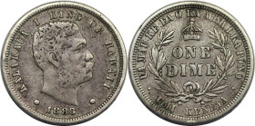 Weltmünzen und Medaillen, Hawaii. Kalakaua I. 10 Cents 1883. Silber. KM 3. Sehr schön