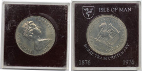 Weltmünzen und Medaillen, Isle of Man. 100. Jahrestag - Pferdebahn. 1 Crown 1976. Kupfer-Nickel. KM 38. Stempelglanz. Original Box