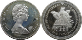 Weltmünzen und Medaillen, Isle of Man. 25. Jahrestag der Krönung von Königin Elizabeth II. 1 Crown 1978. 28,28 g. 0.925 Silber. 0.84 OZ. KM 43a. Polie...