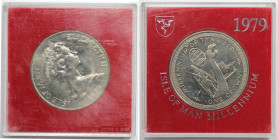 Weltmünzen und Medaillen, Isle of Man. 1000 Jahre - Tynwald. Winkingerschiffe. 1 Crown 1979. Kupfer-Nickel. KM 46. Stempelglanz. Original Box